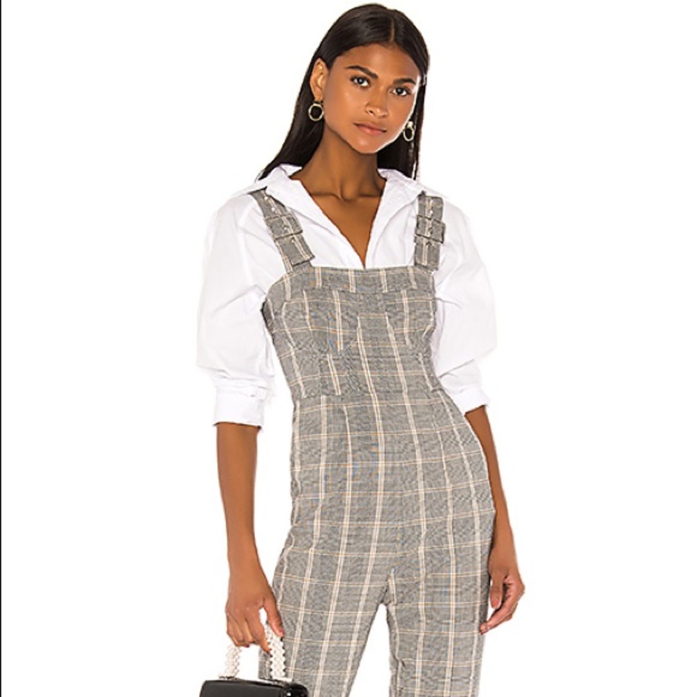 Revolve Plaid Corset Overalls